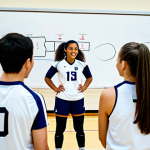 Pre-Tournament Strategy Meeting**

"A diverse group of volleyball players in athletic wear, fully clothed, gathered around a whiteboard in a brightly lit gymnasium, discussing strategy. The whiteboard displays diagrams of volleyball formations and plays. Energetic atmosphere. Safe for work, appropriate content, family-friendly, professional sports photography, perfect anatomy, natural proportions."

**