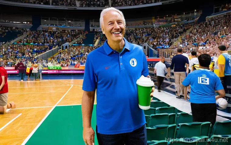 배구 경기 관람 매너 - **Subject:** A mindful spectator at a high-stakes volleyball match, balancing digital interaction wi... 배구 경기 관람 매너 - **Subject:** A mindful spectator at a high-stakes volleyball match, balancing digital interaction wi...