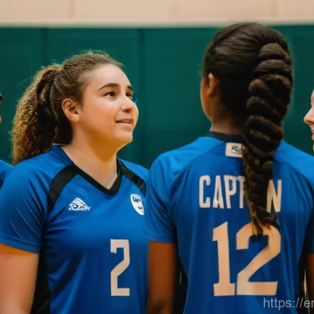 배구 팀워크 훈련법 - **"Unseen Threads: A Moment of Collective Resilience"**
A diverse group of five young adult voll...