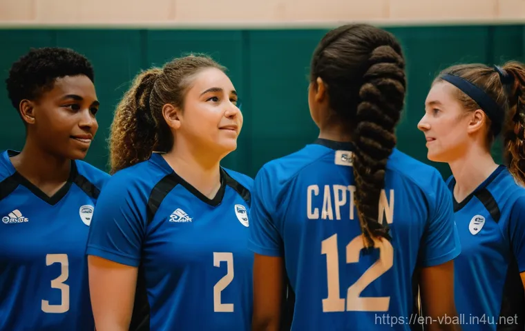 배구 팀워크 훈련법 - **"Unseen Threads: A Moment of Collective Resilience"**
    A diverse group of five young adult voll...