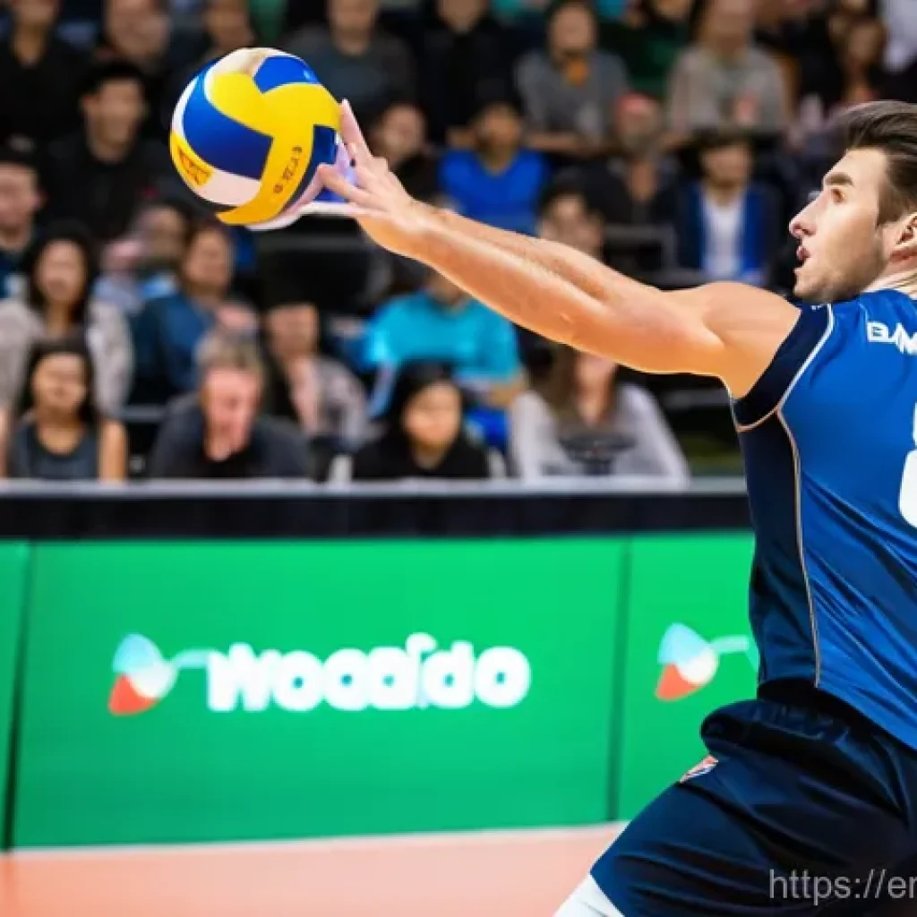 배구 대회 상금 정보 - **Prompt:** A dynamic, full-body shot of a male professional volleyball player, mid-action, spiking ...