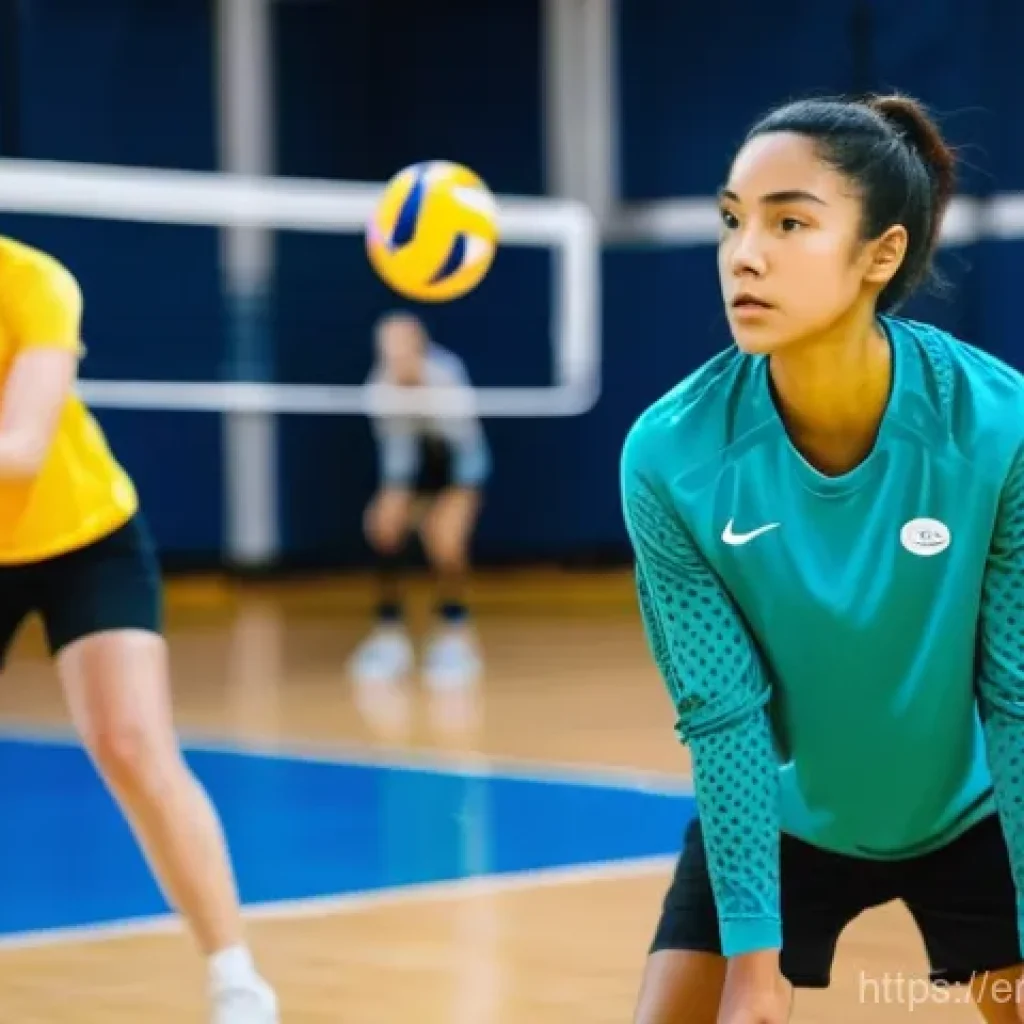 배구 클럽 활동 계획 - **Image Prompt: Intense Volleyball Serve Receive Drill**
    "A group of focused adult and teenage v...