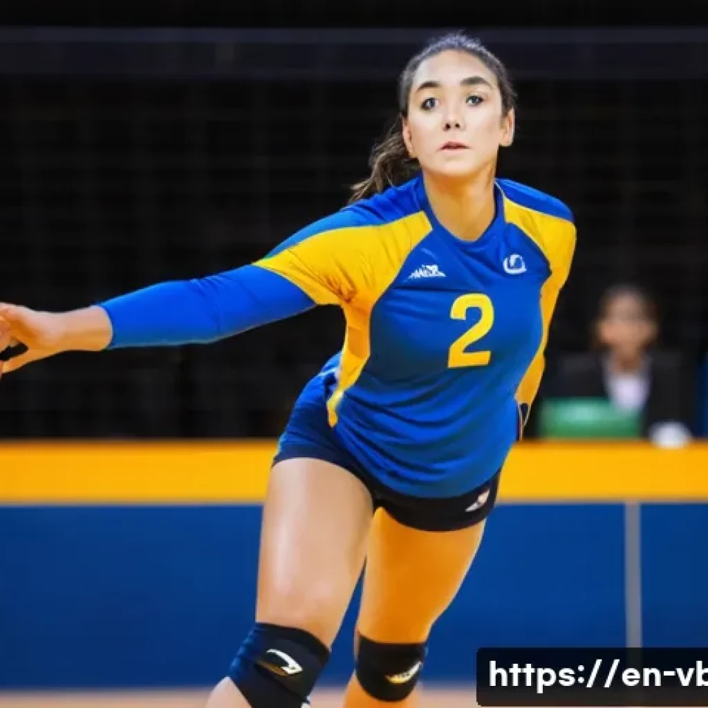 배구 경기 중 흔한 상황 대처 - **Volleyball Player in Serve Receive Stance:** A female volleyball player, athletic and focused, in ...