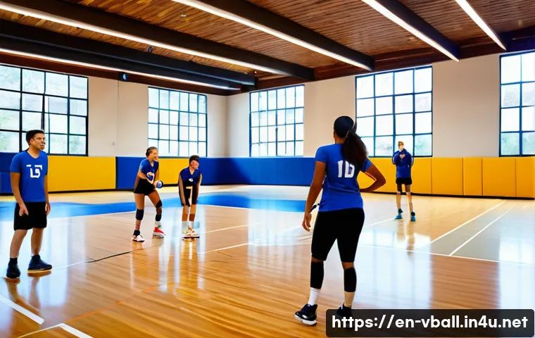 배구 교실 찾는 법 - A bright, welcoming community center gym with a diverse group of beginner and intermediate volleybal...