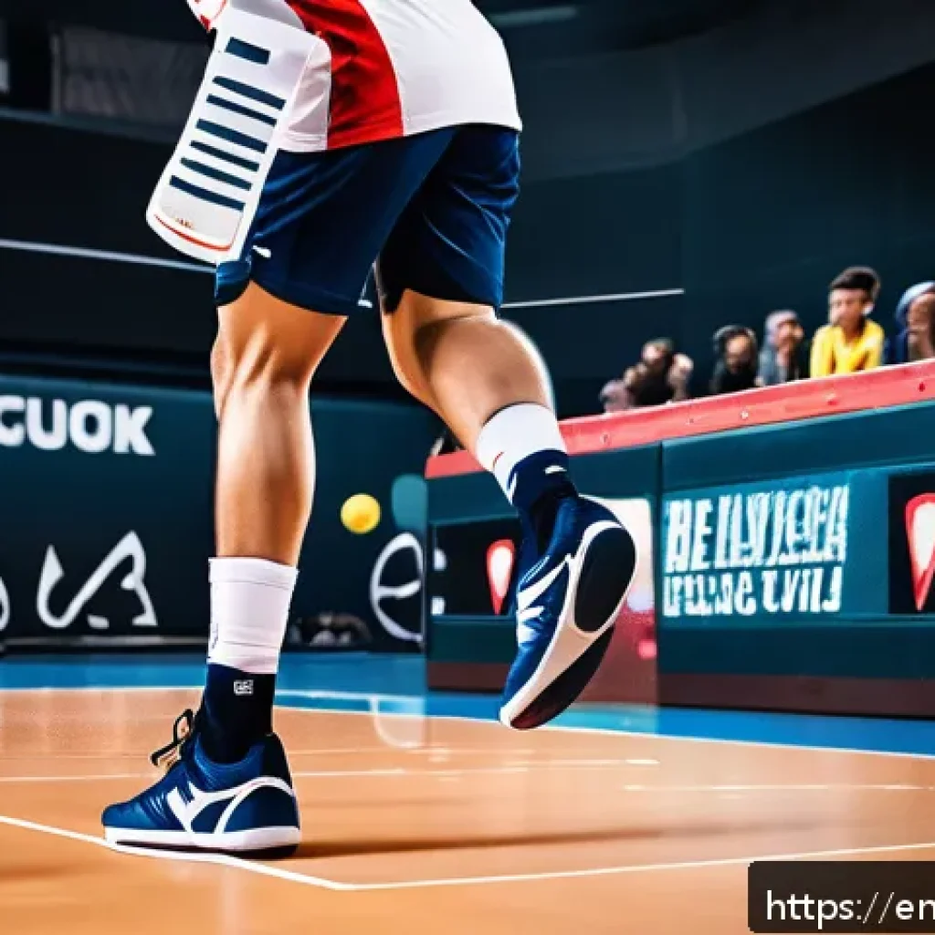 배구화와 일반 운동화의 차이 - A dynamic action shot of a volleyball player wearing modern volleyball shoes with non-marking rubber...