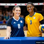 배구 선수와의 팬미팅 - Photorealistic fan meet-and-greet with a professional women’s volleyball player in a bright American...