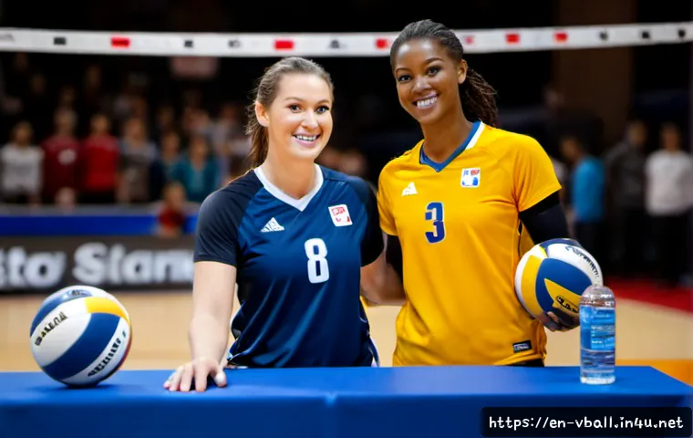 배구 선수와의 팬미팅 - Photorealistic fan meet-and-greet with a professional women’s volleyball player in a bright American...