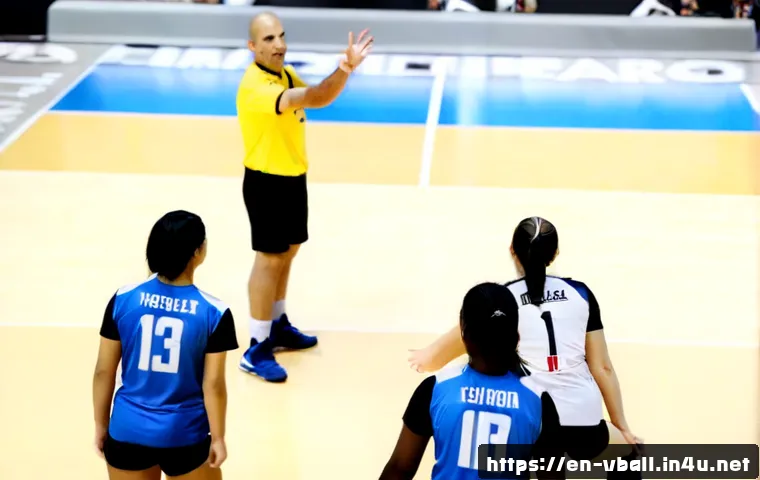 배구 경기 규칙 변경 사항 - Photorealistic indoor volleyball match at a modern American sports arena, referee in a crisp uniform...